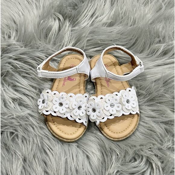 Rugged Bear Other - Rugged Bear Toddler White Sparkly Floral Summer Sandals Size 6